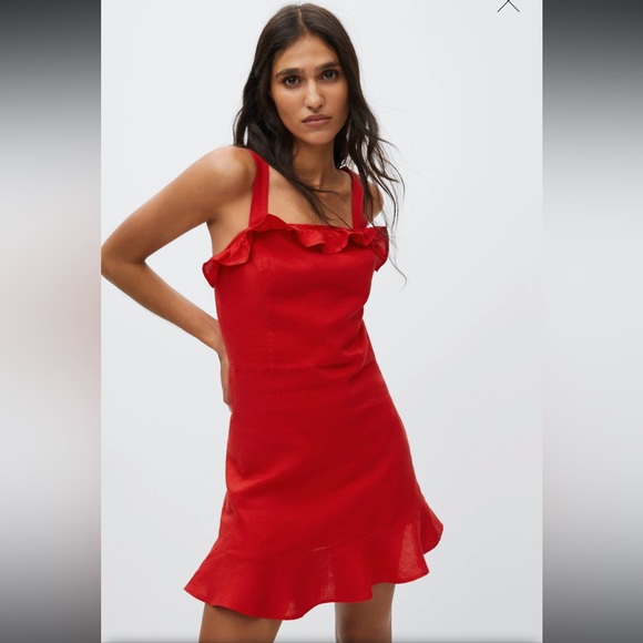 Mango Dresses & Skirts - Mango Ruffle linen mini dress size M